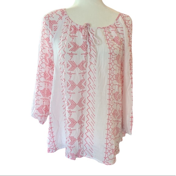 Fred David boho, Aztec print blouse size M - Picture 1 of 11